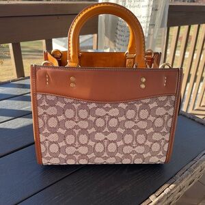 Coach Tan and Brown Signature Satchel